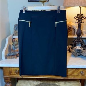 Michael Kors Black Lined Skirt Gold Zippers